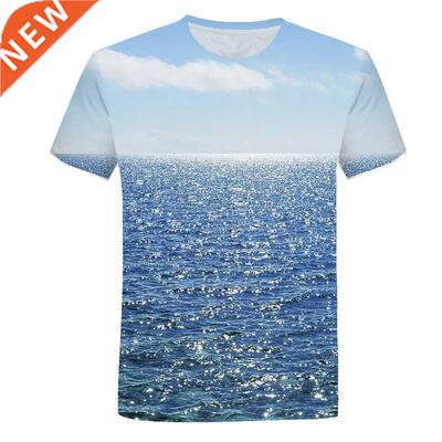 Summer Seaside Scenery Graphic t shirts Fashion men's t-shir
