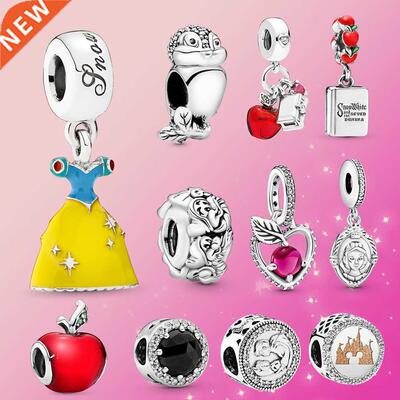 925 Silver charm jewelry snow White Dangle charm 7 arfs Red