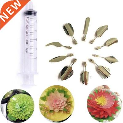 10Pcs Pudding Nozzle +1 Syringe Tool 3D Jelly Flower Cake