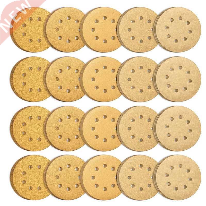 100PCS 5 Inch Sanding Discs 60/80/120/150/220 Grits Gold