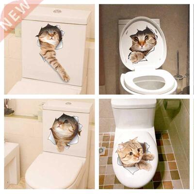 Cat Vivid 3D Smashed Switch Wall Sticker Bathroom Toilet Kic