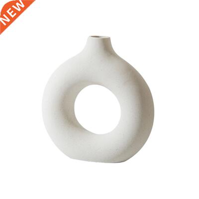 Vase White Ceramic Modern Art Vase Round Shape Ceramic
