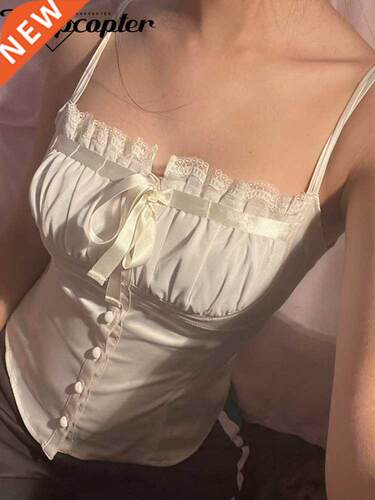 Rapcopter Y2K Satin Crop Top Elegant Vintage Cute Crop Top B