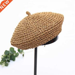 2021 New Handmade Women Berets French Female Straw Hats Des