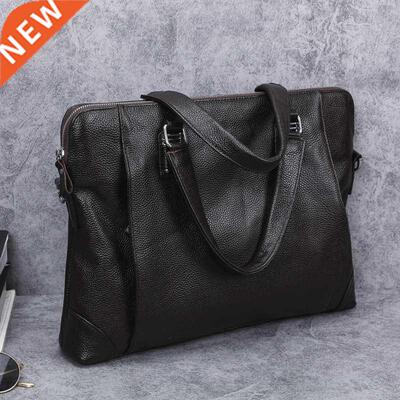 Natural cowskin men's bag briefcase handbag horizont