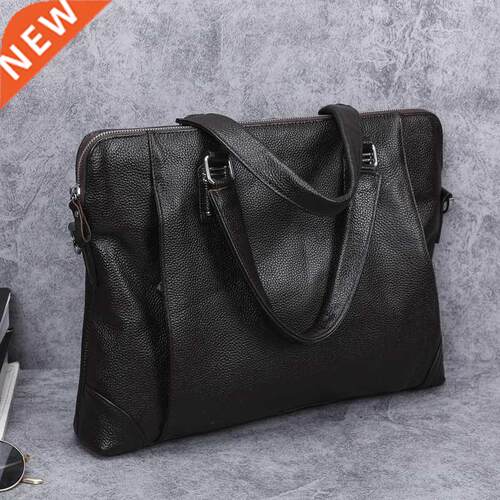 Natural cowskin men's bag briefcase handbag horizont
