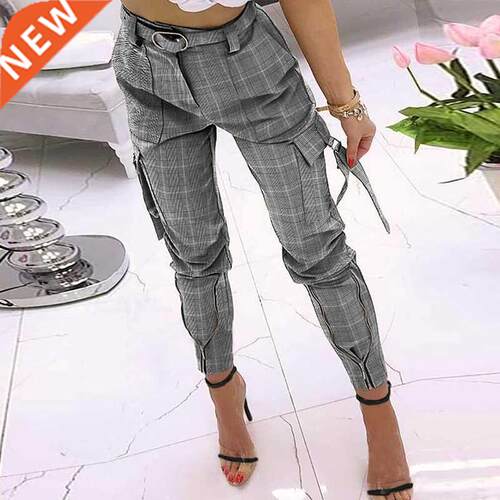 Women Casual Solid Cargo Pants 2021 Spring Summer High Waist