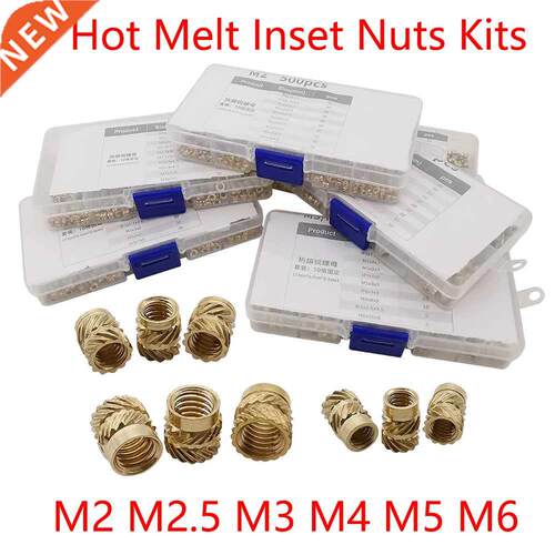 M2 M2.5 M3 M4 M5 M6 Brass Hot Melt Inset Nuts Assortment Kit