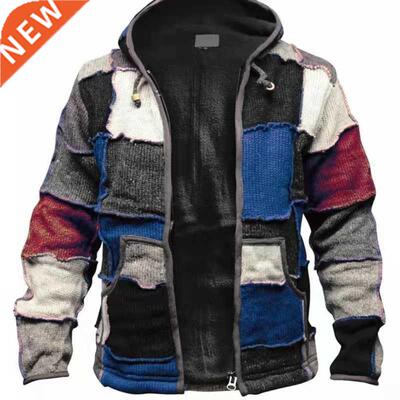 New Men Cardigan Hooded Coat Casual Loose Ethnic Long Sleeve