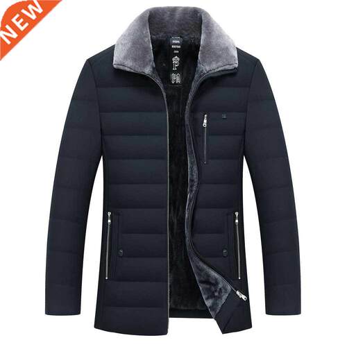 New Men's Winter Jackets Thick Turn-down Collar Parka Men Co