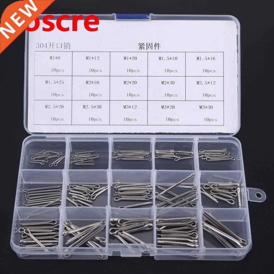 150Pcs 15 Kinds 304 Stainless Steel Split-Cotter Pins Kit M1