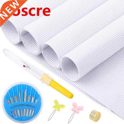 MIUSUE 4 Pcs Cloth Cross Stitch Fabric 14 Count Embroidery C