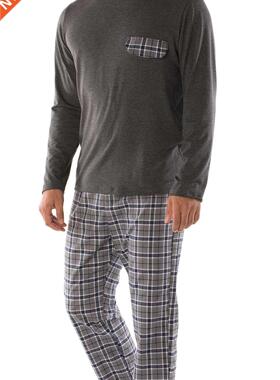 Men Pajama Set Soft Comfortable Spring Autumn Winter Long Sl