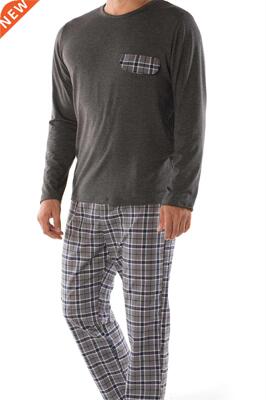 Men Pajama Set Soft Comfortable Spring Autumn Winter Long Sl