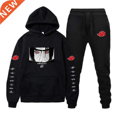2 Peces Set Hoodes+Pants Akatsuk Cloud Symbols Prnt Trac