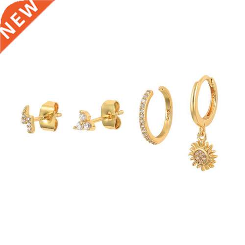 CANNER 4PCS Lightning Flower Sun Earrings Pendientes Earring