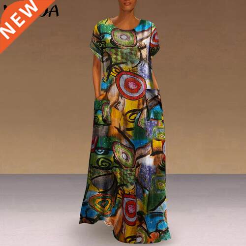 Long Printed Maxi Dress 2022 Casual Women's Summer Sundress