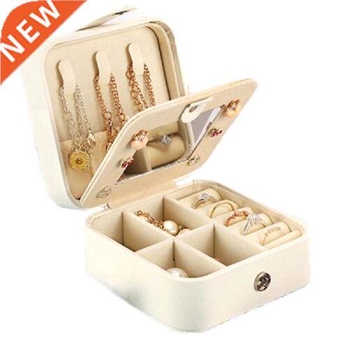 Ladies PU Leather Jewelry Box Large Capacity Earrings Ring