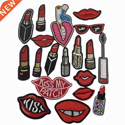 1pcs Lipstick  Cloth Badges Patch Embroidered Applique