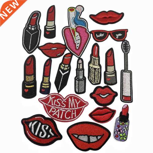 1pcs Lipstick  Cloth Badges Patch Embroidered Applique