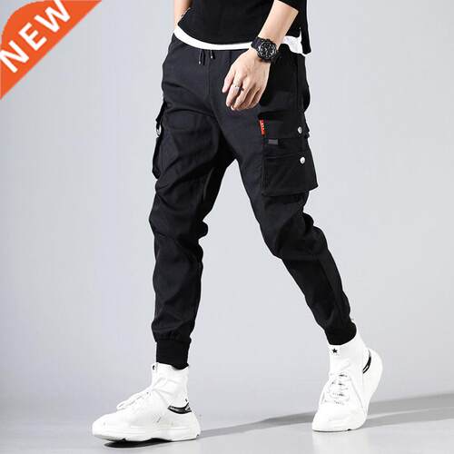 Cargo Pants Men Solid Color Black Loose Casual Jogger Pocket