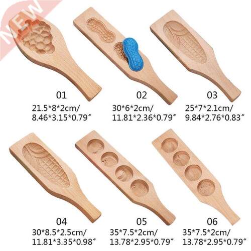Carved Round Wooden Mould Baking Decoration Tools 3D Vegetab