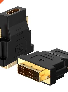 2pc 24k Gold Plated Plug Male To Female DVI Converter 1080P