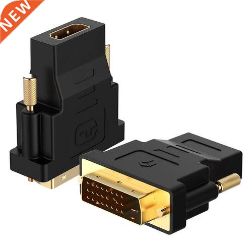 2pc 24k Gold Plated Plug Male To Female DVI Converter 1080P