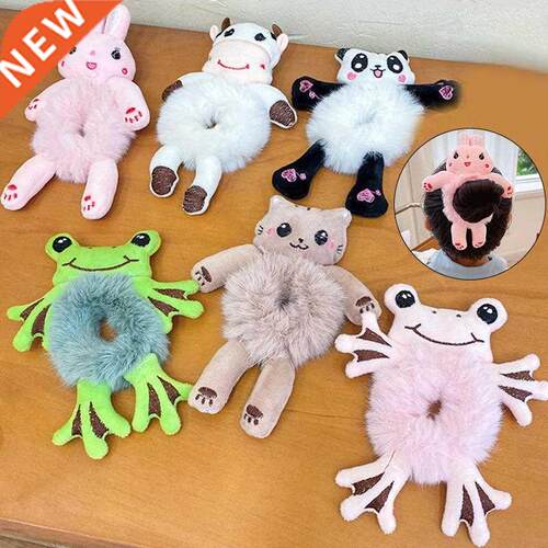 Women Girls Cute Cartoon Hair Scrunchies Panda Cat Rabbit Pl