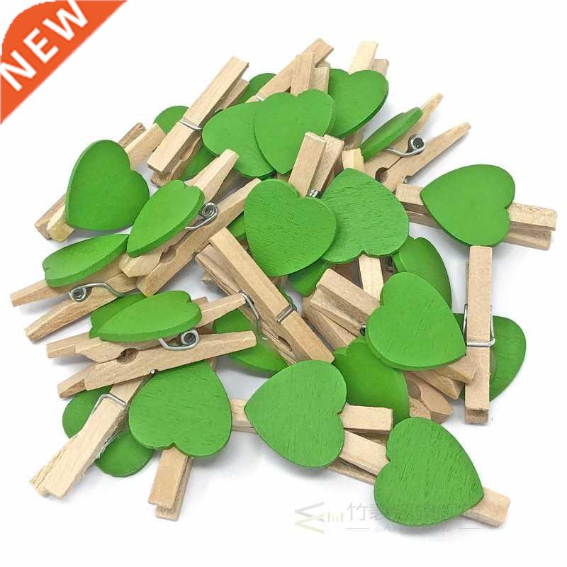 20pcs Colored Hearts/Stars On Natural Pegs 30mm Wedding Chri