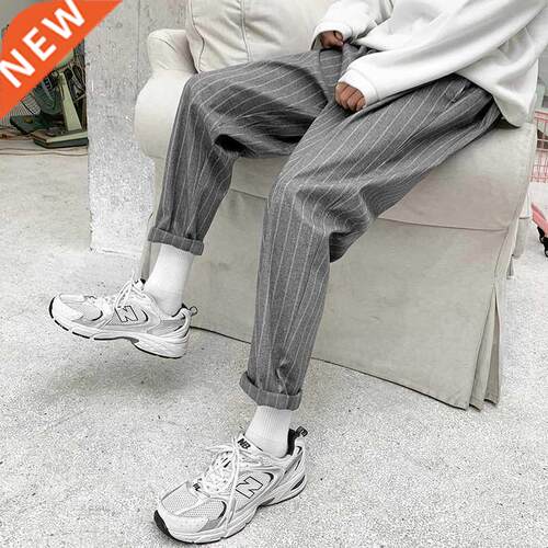 Korean Striped Harem Pants Men's 2021 Streetwear Man