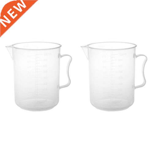 2X 1000Ml Transparent Graduated Beaker With Handle