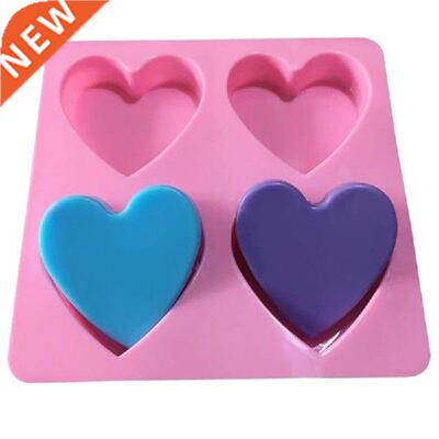 4 Cavity 15*15*2CM Handmade Silicone Soap Mold Heart 3d
