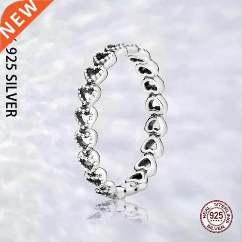 Fit Original Real 925 Sterling Silver Band of Hearts Ring Fo