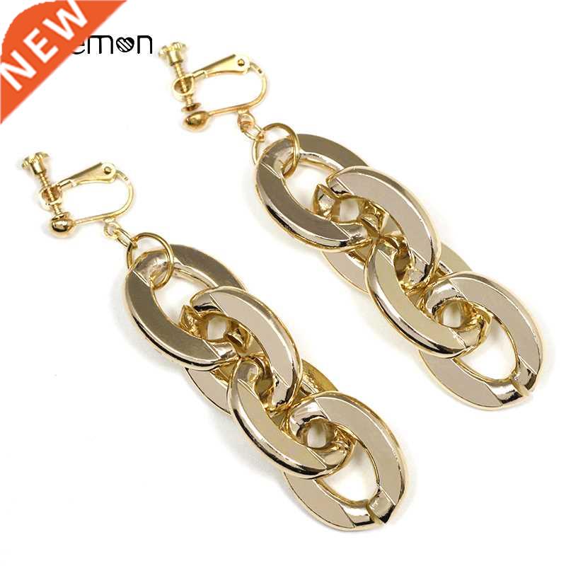 Thick Chain Earrings Non Pierced Ear Clips Geometry Particu