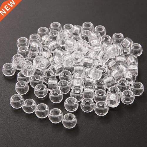 Clear 50pcs 100Pcs 9mm Resin Hair Beads 4mm Big Hole Dreadlo