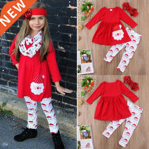 US Chrstmas Kds Santa Baby Grls Outfts Clothes T-shrt T