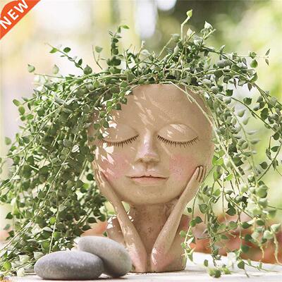 Flower Pot Character Human Face Vase Resin Succulent Plant P