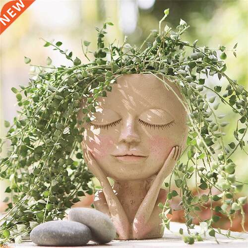Flower Pot Character Human Face Vase Resin Succulent Plant P