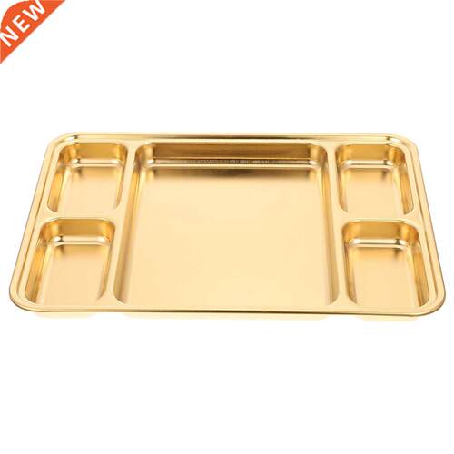 1Pc Stainless Steel Food Divided Plate Compartment Serving