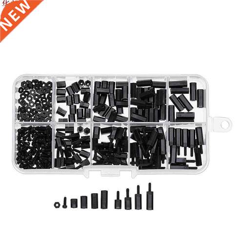 300Pcs M2NH4 M2 Nylon Screw Black Hex Screw Nut Nylon PCB S