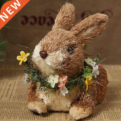 Easter Straw Rabbit Handicraft Desktop Bunny Ornament with