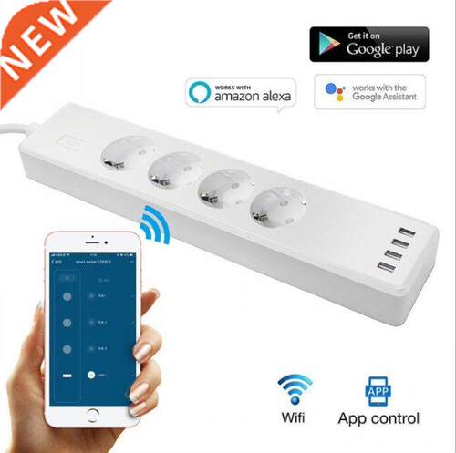Smart WIFI power strip EU Extendable Socket with 4 plug and