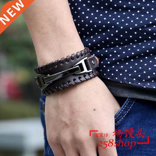 Handmade Punk Rock Bracelet for Women Man Leather wristlet