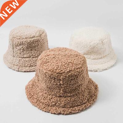 2022 New Hats for Women Autumn Winter Bucket Hats Lamb Plush