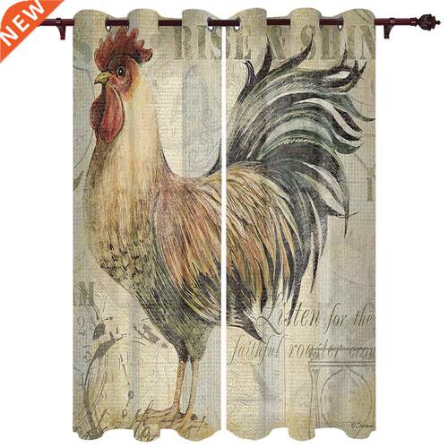 Country Style Farm Cock Retro Window Curtains Home Decor
