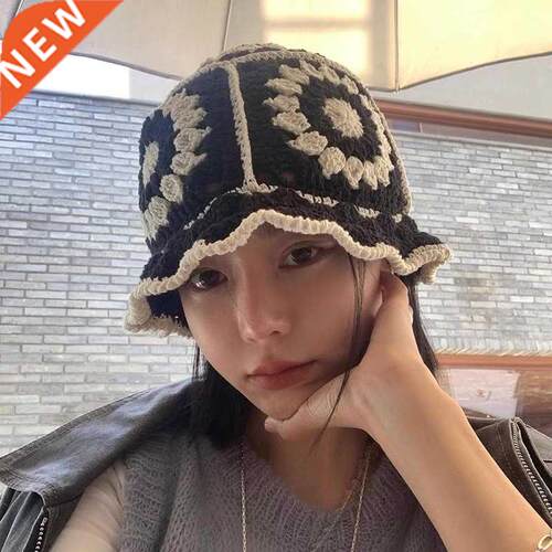 Summer Hollow Crochet Flower Fisherman Hat Women Version Su