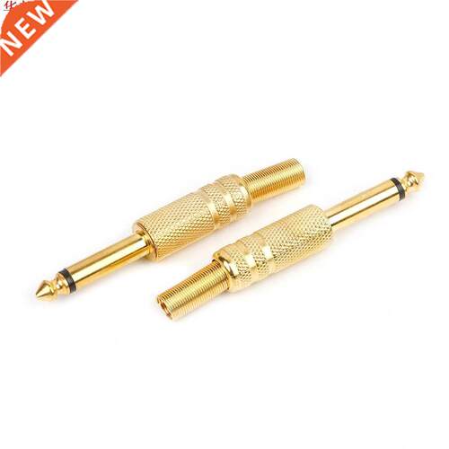 10 Pcs Gold Plated 6.35mm Male 1/4 Mono Jack Plug Audo Conn