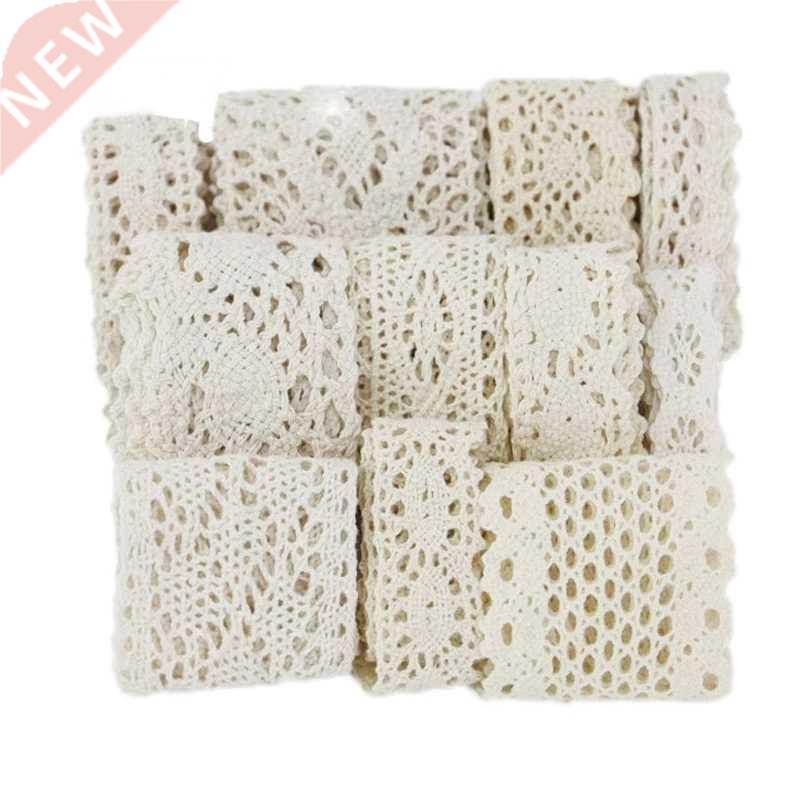 (5Meter/roll) White Beige Cotton Embroidered Lace Net Ribbon