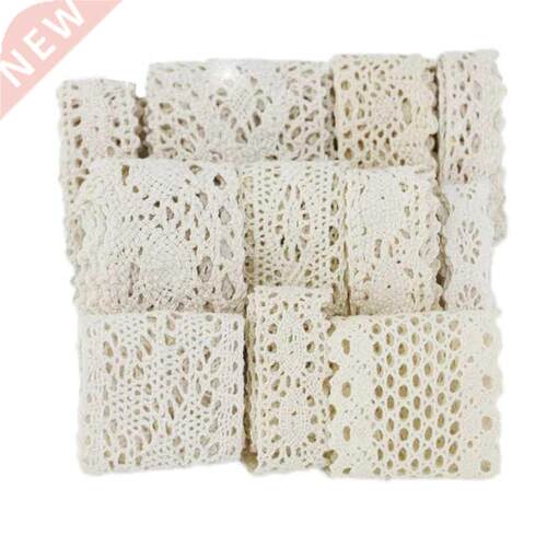 (5Meter/roll) White Beige Cotton Embroidered Lace Net Ribbon